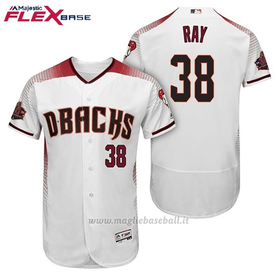 Maglia Baseball Uomo Arizona Diamondbacks 38 Robbie Ray Bianco Rosso 1ª20 Anniversario Flex Base